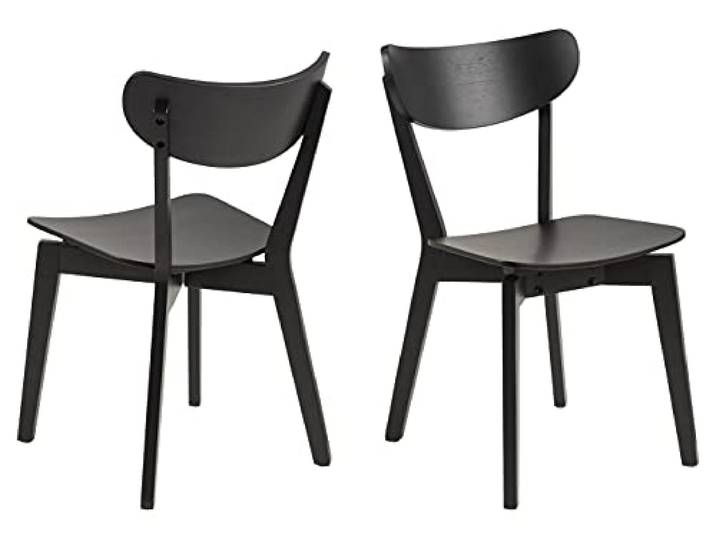 AC Design Furniture Roxanne Esszimmerstühle 2er Set, H: 79,5 x B: 45 x T: 55 cm, Schwarz, Eichefurnier/Gummibaumholz, 2 Stk.