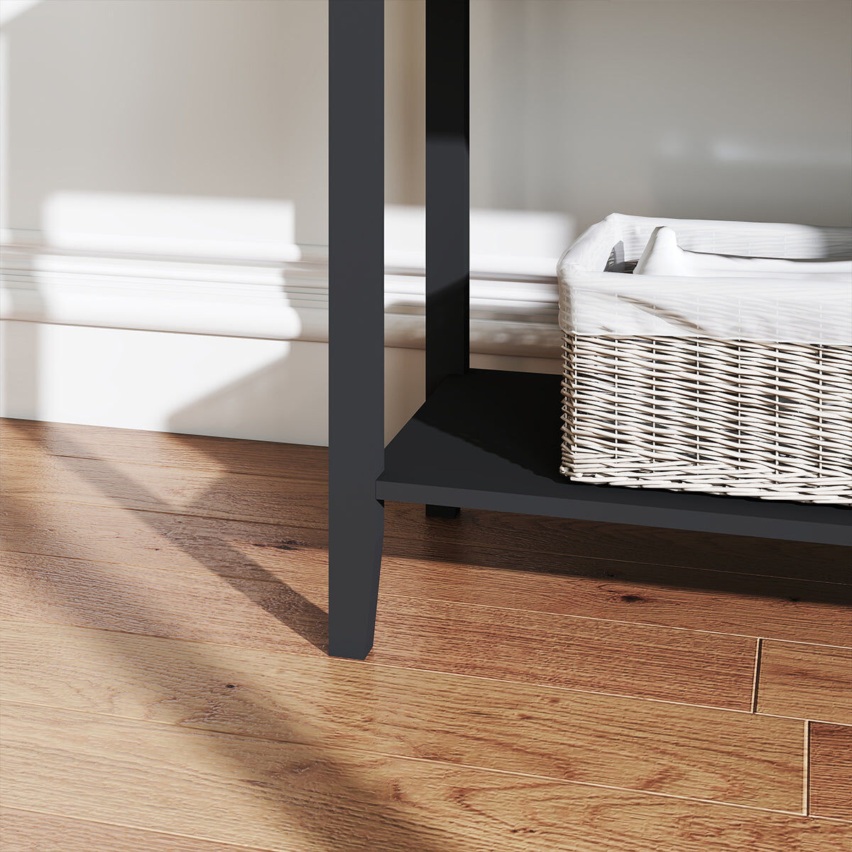 Black 2 Drawer Console / Dressing Table - Hales Black Range Coated MDF, Metal