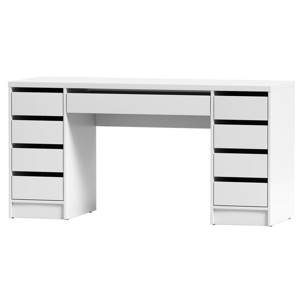 Livetastic Schreibtisch , Weiss , Holzwerkstoff , 9 Schublade(n) Schubladen , rechteckig , 55x77.6x152.6 cm , Büromöbel, Schreibtische, Bürotische