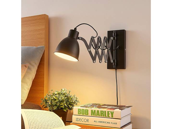 Merle Applique Murale Black - Lindby - Chambre à coucher - Vintage / rétro - Métal - Rond