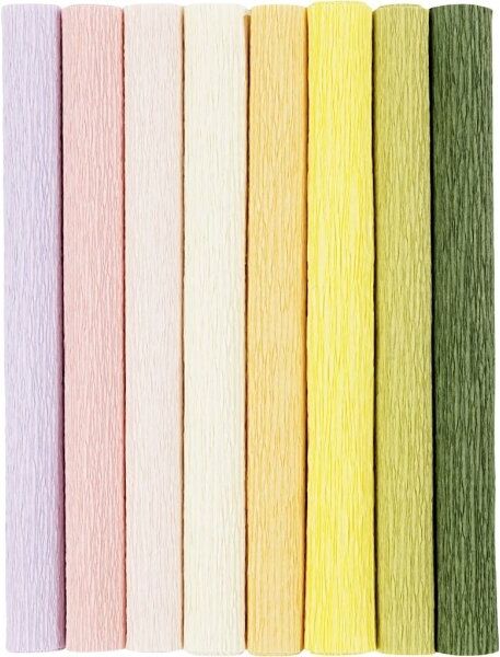 No-Name Crepepapir, 25x60 Cm, 8 Ark, Pastelfarver