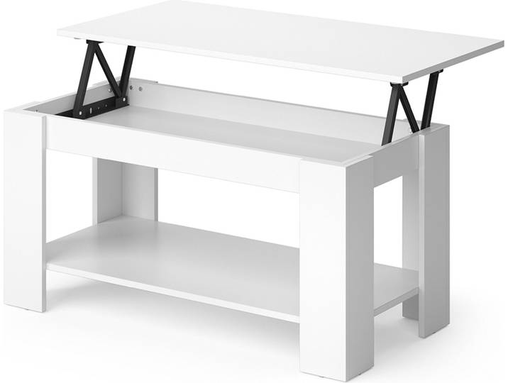 Table basse Vicco Lorenz Blanc 100x50cm avec fonction d'élévation\, Model 30664
