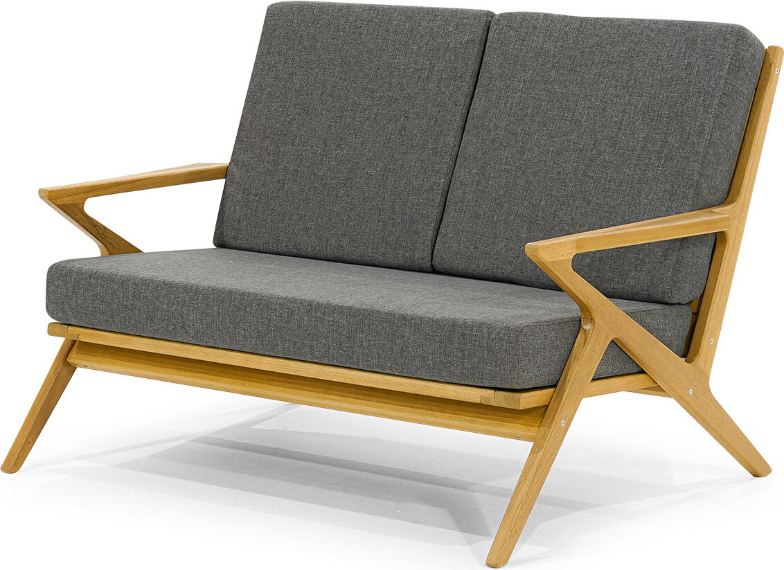 Designer Outdoort Polster Zweisitzer Holz Terrassen Möbel