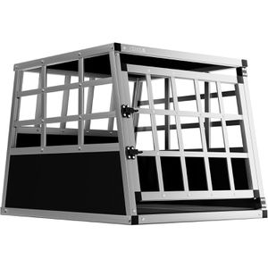 CADOCA Tiertransportbox Gr. M, aus Aluminium, 70 x 54 x 51cm, grau, Tiere bis 18kg