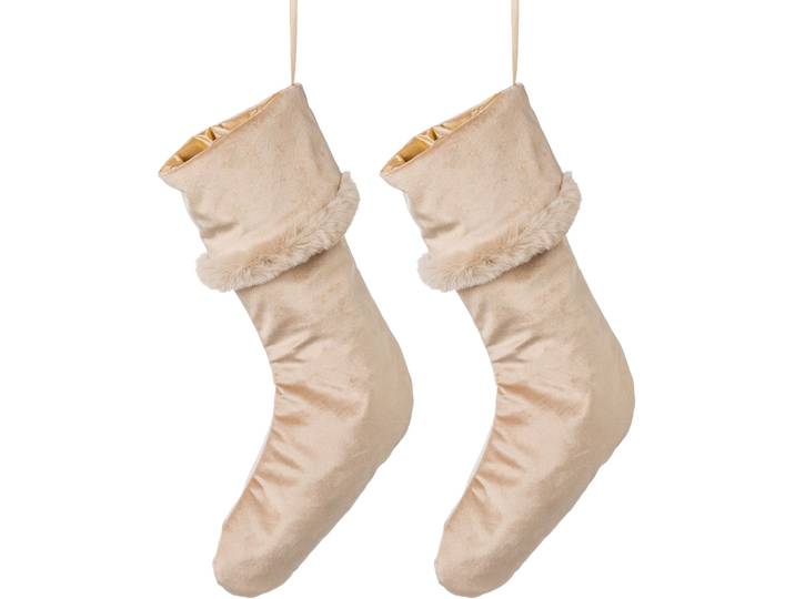 Nikolausstiefel CREATIV HOME Weihnachtsdeko , braun (hellbraun), B:25cm H:45cm, Stoff, Dekofiguren, Nikolausstiefel, Weihnachtsstrumpf aus Samtstoff, Höhe ca. 45 cm