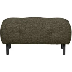 Hocker Lloyd aus grobmaschigem Stoff, modern gepolstert, grün, weiche Textur, Metallgestell