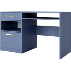SCHREIBTISCH ELISE 125x58x82 cm Bürotisch Computertisch, Blau