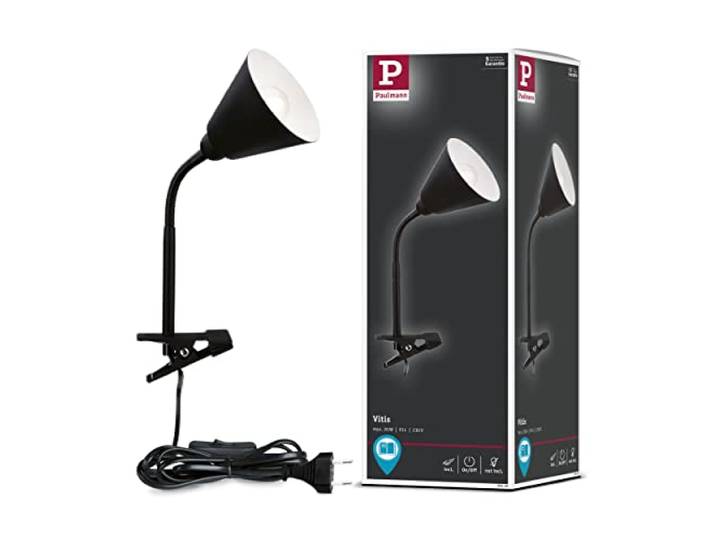 Paulmann Junus Lampe à prise avec bras flexible lampe à pince Noir