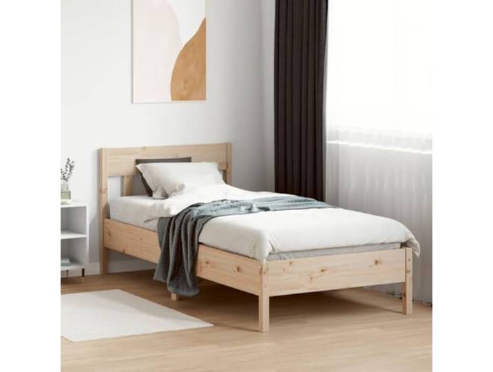 KTHLBRH Bett 90 x 200 cm aus massivem Kiefernholz Lattenrost aus Sperrholz im Lieferumfang enthalten, Rahmen mit Kopfteil, Rückenunterstützung, Montage erforderlich