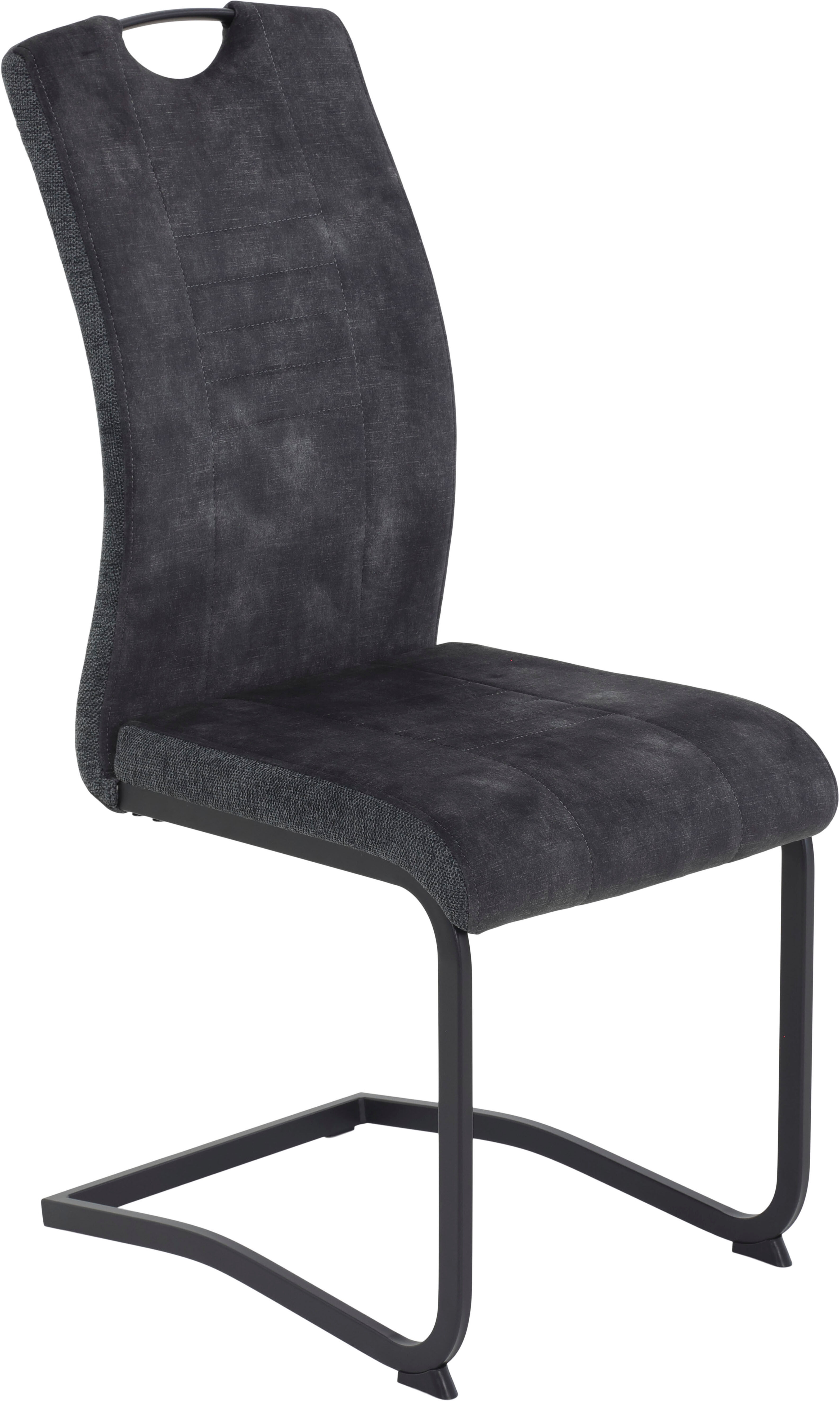 Freischwinger HELA "RIGA", schwarz (vintage anthrazit, schwarz, schwarz, vintage anthrazit), B:44cm H:100cm T:60cm, Metall, Polyester, Stoff, Stühle, Freischwinger, Freischwinger,Vierkantrohrgestell,mit Griff,Stoffkombination vintage anthrazit, schwarz, s