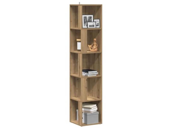 Eckregal Artisan-Eiche 33x33x165 cm Holzwerkstoff Standregal mit Stauraum Feuchtigkeitsbeständig, verformungsresistent, rissfest, glatte Oberfläche, platzsparend, mit Wandhalterung, pflegeleicht