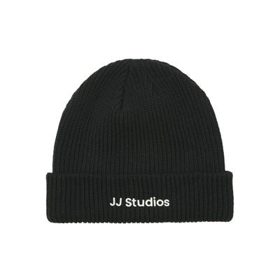 Beanie JACK & JONES "JACSOHO BEANIE SN", Herren, schwarz, Strick, Baumwollmischung, unifarben, Mützen Beanie