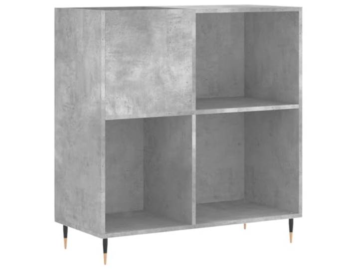 HKQWPBF Plattenschrank Betongrau 84,5x38x89 cm Holzwerkstoff Schallplatten Aufbewahrung, LP Regal, Vinylschrank, Eisenbeine, Wandhalterung, Plattenspieler Ablage