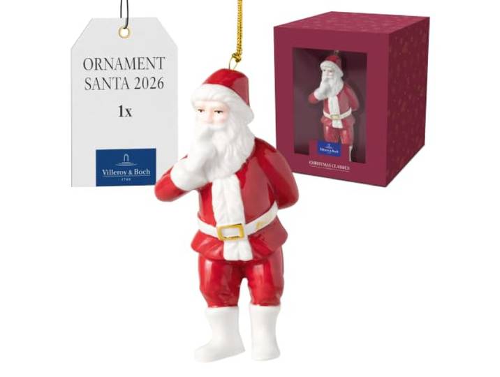 Villeroy & Boch - Christmas Classics Ornament Santa 2026 Gold, Limitiert, Weihnachtsdeko, Handbemalt, Echtgold, Sammlerstück, Weihnachtsdekoration, Deko Weihnachten, Premium Porzellan