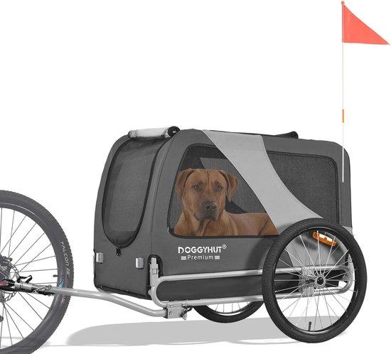 Hundefahrradanhänger XL - Hundeanhänger - Für aktive Ausflüge - Verstärkter Boden - Bis zu 45 kg - Grau
