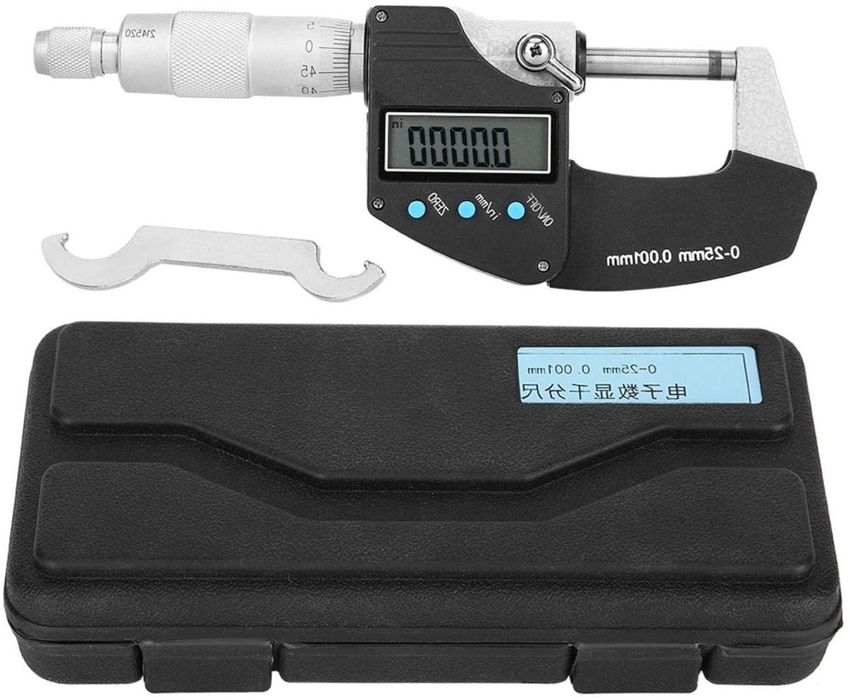 Digitale Micrometer met Groot Scherm - Metrisch en Imperiaal - 0.001mm Precisie - 0-25mm Diameter - Zilver