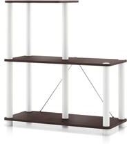 247 Shop At Home Modern Wood Shelving Unit with storage - Tier Shelves, Cube Ladder Shelf