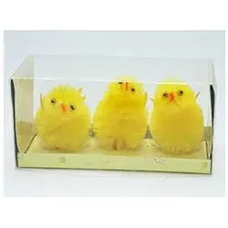 3 Chenille Küken Gelb Ostern Frühling Deko Set Dekoration 57mm - 3 Stück