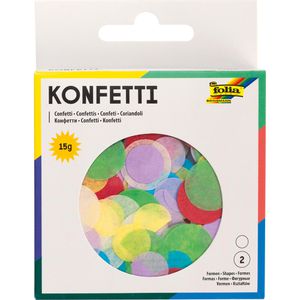 Folia Konfetti 45201, Kids, aus Seidenpapier, Ø 1,5 & 2cm, Streudeko, bunt, 15g Beutel