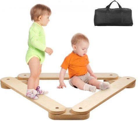 VEVOR Balance Beam Stepping Stones, 3-pack houten Montessori speelgoed voor kinderen, multicolore balansboards voor coördinatie en motoriek