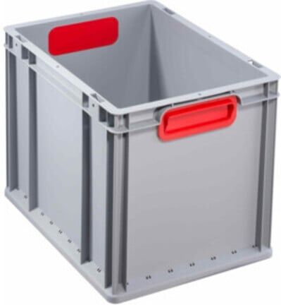 Conteneur de transport gerbable L400xl300xH320mm gris PP poignée fermée rouge pa ; Allit (456715)