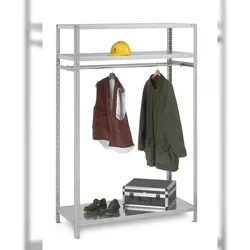 PROREGAL Garderobenregal Schraubsystem | HxBxT 200x100x60cm | Fachlast 100kg | Lichtgrau | Kleiderstangenregal Kleiderständer Garderobe