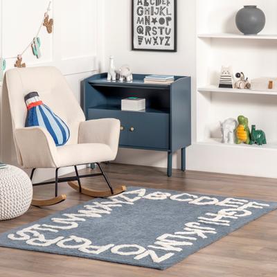 Nuloom Alphabet SpinClean Washable Round Rug