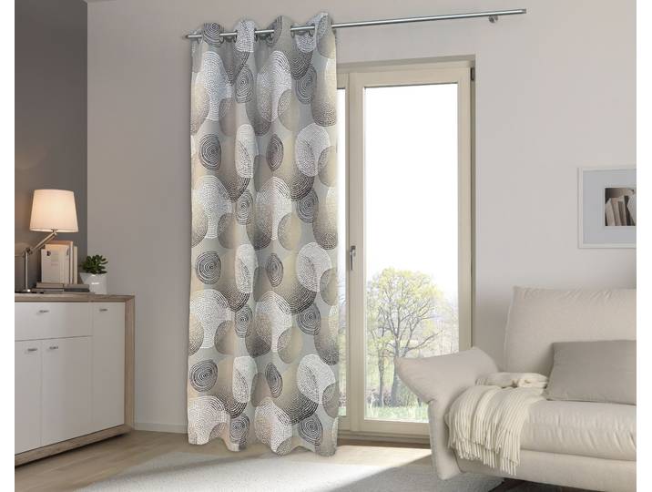 Verdunkelungsvorhang HOME WOHNIDEEN GINNY Gr. 1, beige (naturfarben), B:135cm H:245cm, Polyester, Gardinen, Verdunkelungsvorhang, BEDRUCKT,VERDUNKLUNSGVORHANG,ÖSEN