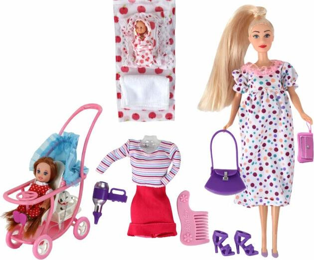 LEAN Toys 14770 Zwangere Lucy-pop met XXL-accessoireset