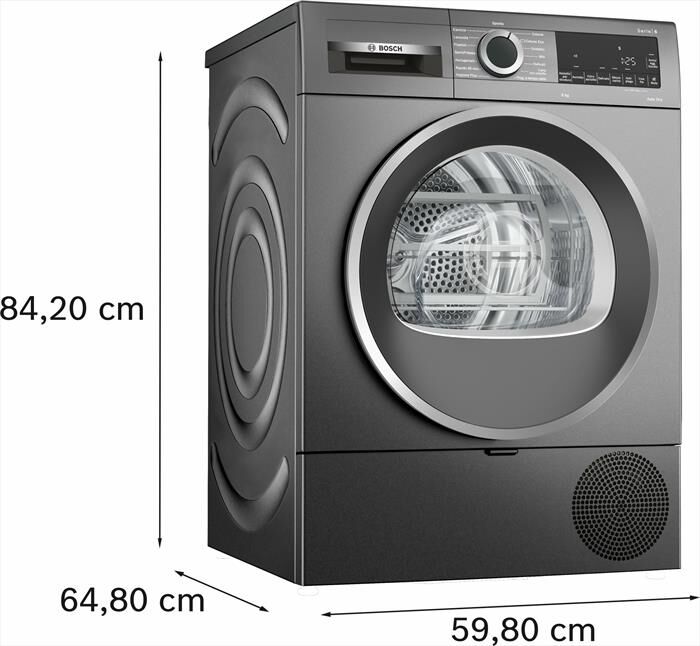 Bosch Asciugatrice Serie 6 Wqg233drit 8kg Classe C-grigio Antracite