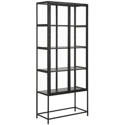 Actona »Seaford« Vitrine Esche schwarz Dekor 77x185,6x35 cm / Esche schwarz Dekor