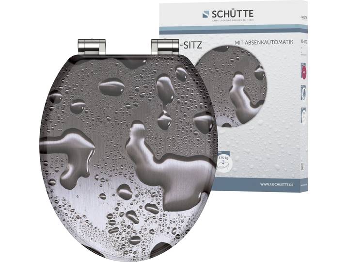 WC-Sitz SCHÜTTE Grey Steel , grau, B:375cm L:435cm, MDF - Mitteldichte Holzfaserplatte, WC-Sitze, WC-Sitz, mit Absenkautomatik und Holzkern, MDF