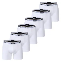BOSS Herren Boxershorts, 6er Pack - Boxer Briefs 6P Power, Cotton Stretch, Logo Weiß / M