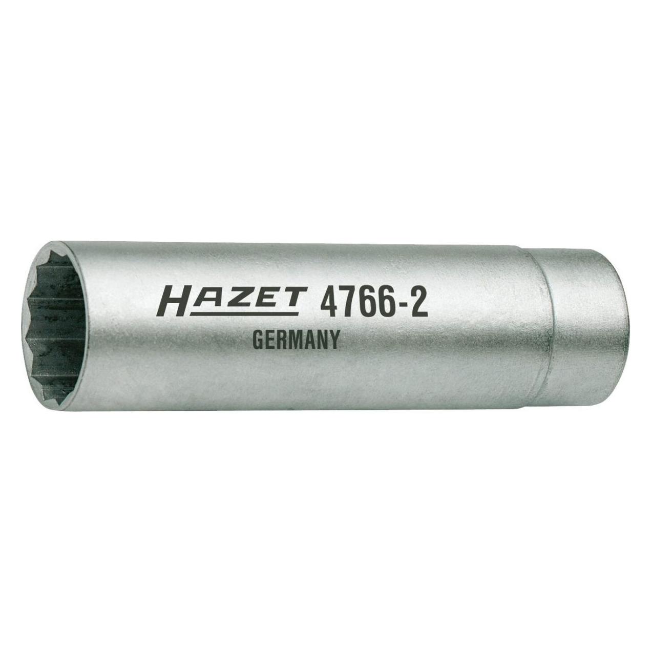 Hazet Zündkerzen-Schlüssel 4766-2 Vierkant hohl 10 mm (3/8 Zoll) Aussen-Doppel-Sechskant Profil 14 (14 mm) (4766-2)