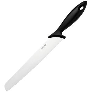 Fiskars Brotmesser Essential 1065564, 23,4 cm Edelstahlklinge mit Wellenschliff und Kunststoffgriff