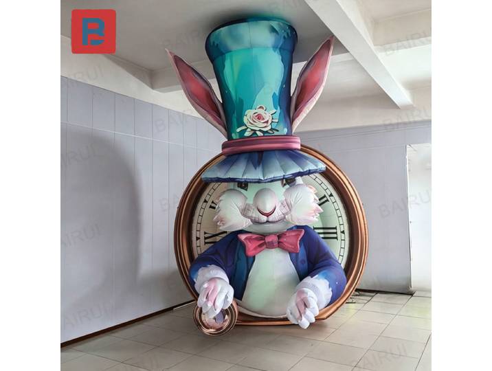 Lapin gonflable avec horloge et ventilateur, décoration d'événement extérieur pour centre commercial, lapin mignon