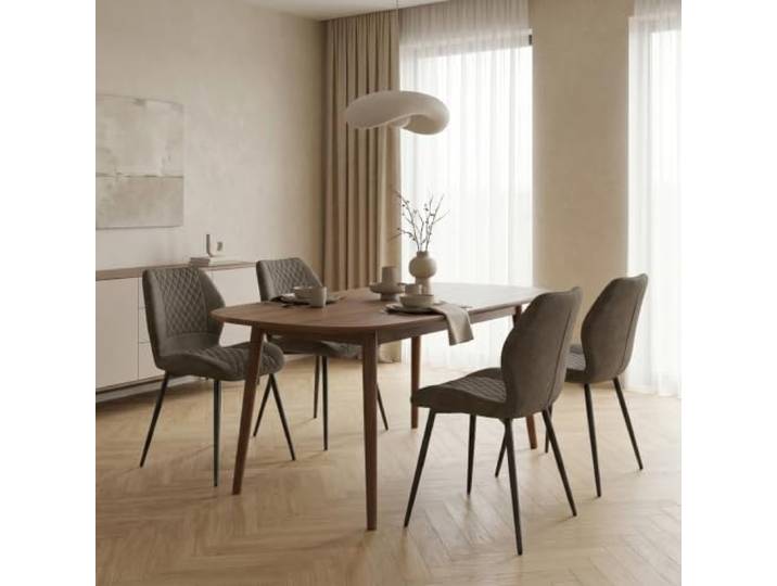 WAFTING Esszimmerstühle 4er Set Polsterstuhl Mikrofaser Vintage Taupe Ergonomische Rückenlehne, OEKO-TEX® Mikrofaser in Vintage-Lederoptik, Karbonstahlbeine, verstellbare Fußpads, 120 kg