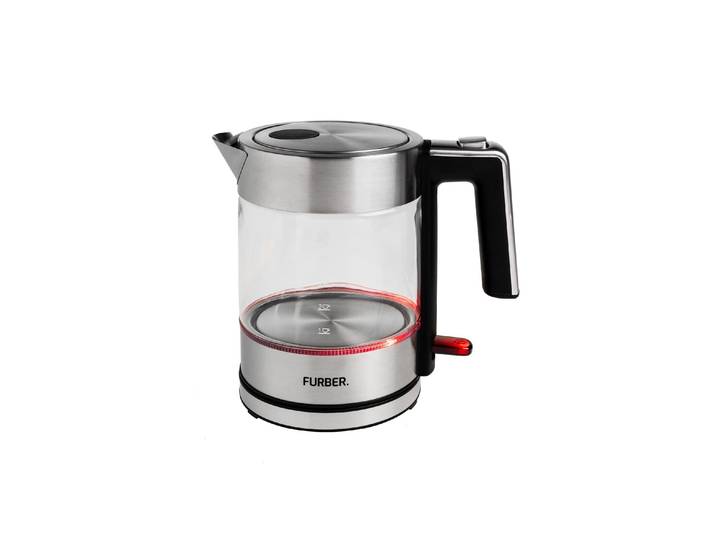 FURBER Wasserkocher Vetro 1 l , silber (silberfarben, transparent), Wasserkocher, Wasserkocher