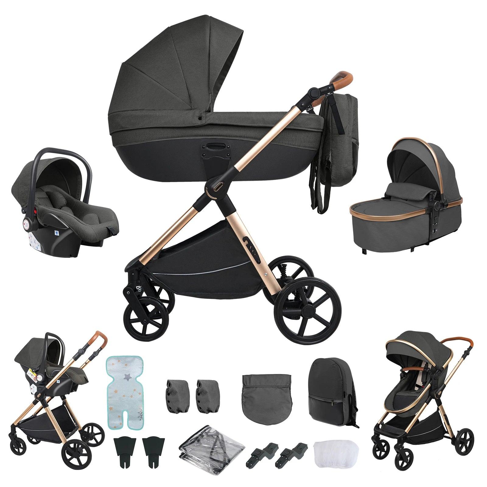 Kinderwagen - Buggy - Zusammenklappbarer Buggy - Faltbarer Buggy - Zusammenklappbarer Buggy für Neugeborene - 3-in-1 - Baby-Laufwagen