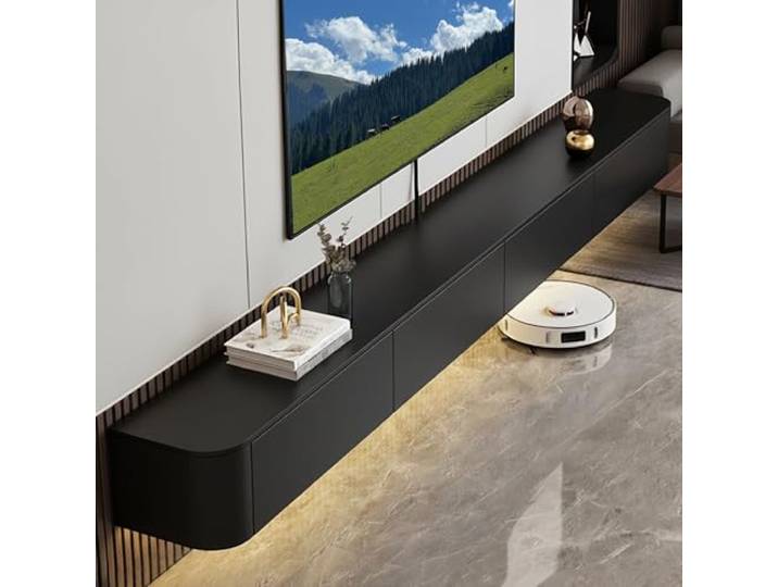 Coubird TV Schrank hängend Schwarz Holz Großer TV Wandschrank TV Lowboard TV Schrank, Entertainment Aufbewahrung TV Mediensteuerung TV Hängeboard Geeignet für Wohnzimmer Schlafzimmer