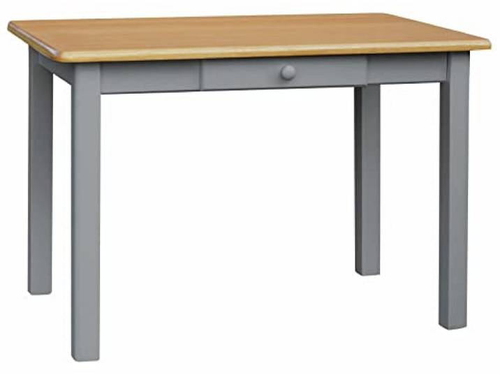 k koma Esstisch Kiefernholz, 70x90 cm, Grau/Erlefarben, 1 Stück, Schublade Mit Schublade. Mit Schublade für griffbereiten Stauraum am Tisch. Montage erforderlich. Tischhöhe: 75 cm.