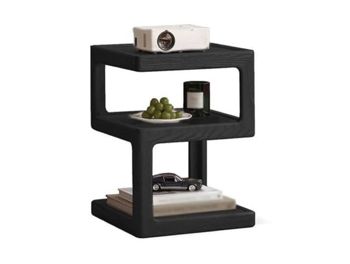 hongchenke34 Sofa Beistelltisch Moderner geometrischer minimalistischer Sofa-Beistelltisch, Ecktisch, Nachttisch aus Holz, mehrschichtige Aufbewahrung(Schwarz)