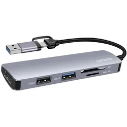 4smarts Universal (USB-A, USB-C, 3 Ports), Dockingstation + USB Hub, Grau