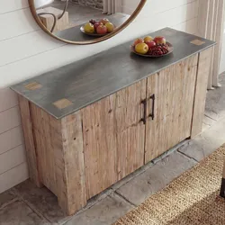 Sideboard HWC-L76, Kommode Schrank, Industrial Massiv-Holz MVG-zertifiziert 80x120x48cm, natur mit Metall-Optik