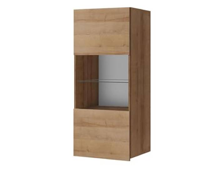 Mirjan24 Hängevitrine Calabrini BR05 (Eiche Gold, ohne LED) Moderne grifflose Wandvitrine mit gehärtetem Glas und Ablagefächern für das Wohnzimmer