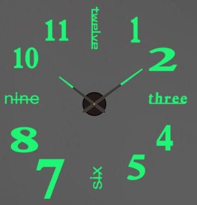 Uplifted Goods Contemporary 3D Oversized DIY Mirror Wall Clock 018 Luminous 1.97 2.95 Ft 3d