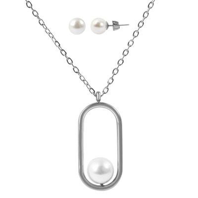 Kette ohne Anhänger ADELIA´S "Halskette aus Edelstahl mit Perle 45 cm", silber, Halsketten, Damen, 45cm, Edelstahl, Ideal als Geschenk – dezent und elegant