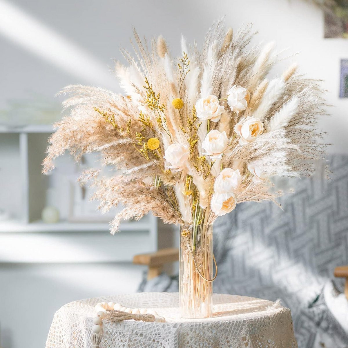 80 stuks Gedroogd Pampasgras Decoratie Natuurlijke Bloemen Boeket DIY Rietbloemen