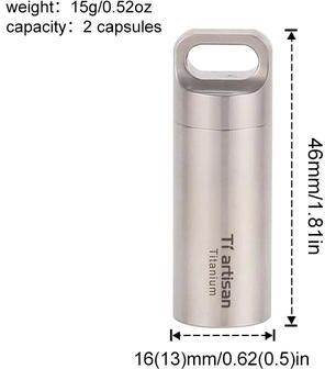 Uplifted Goods Titanium Waterproof Mini Pill Bottle For EDC Home And Outdoors polished M