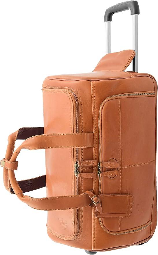 Silecomplaza Reisetasche mit Rollen, echtes Leder, Braun